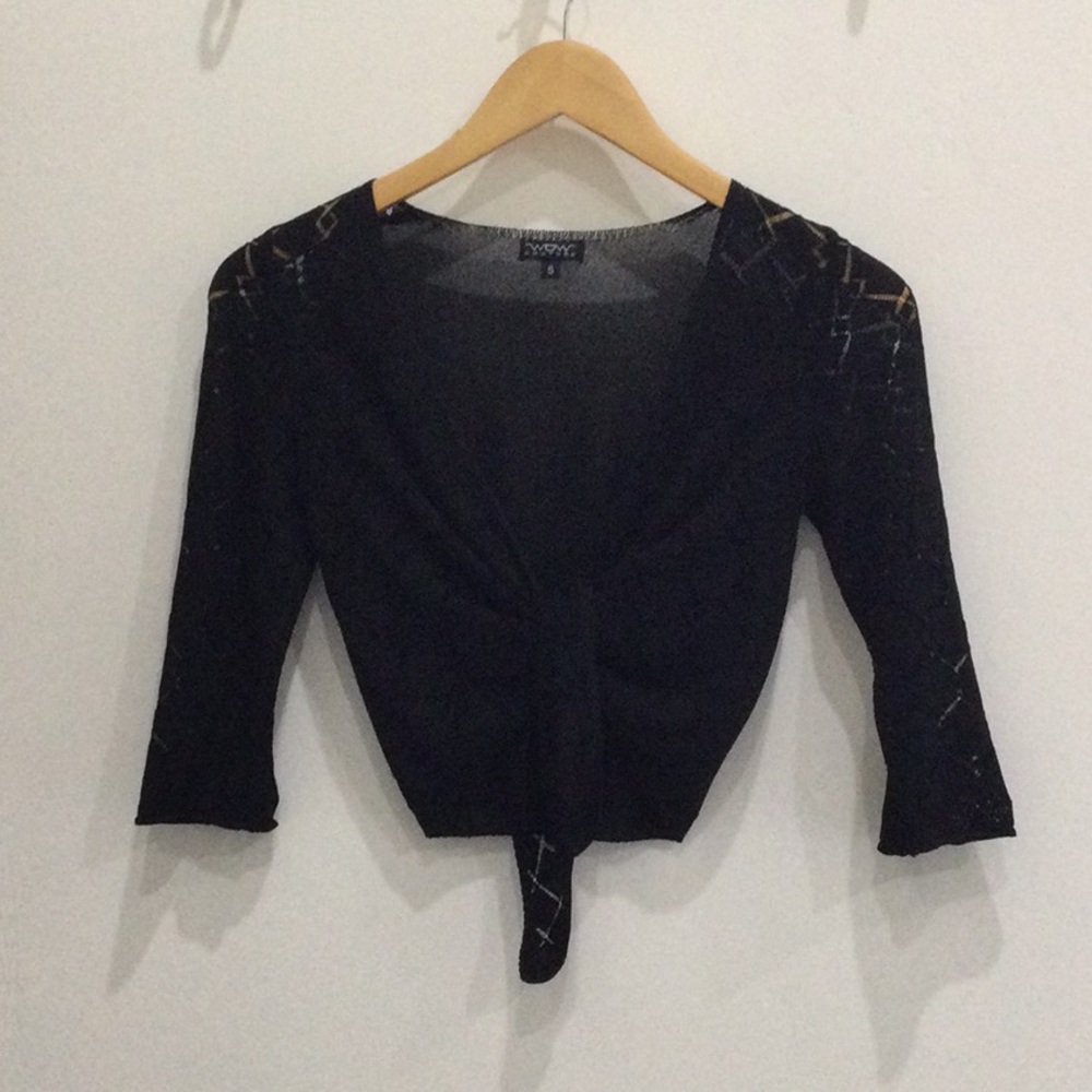 Black Tie-Front Top